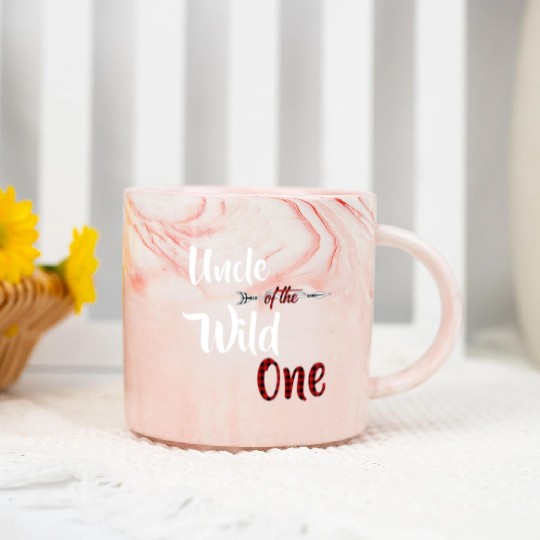 Uncle of the Wild One Plaid Lumberjack 1st Marble Mugs