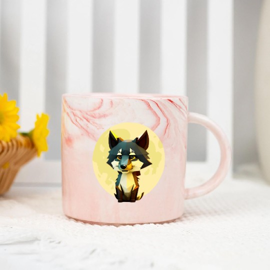 Wolf howling at the moon graphic Marble Mugs