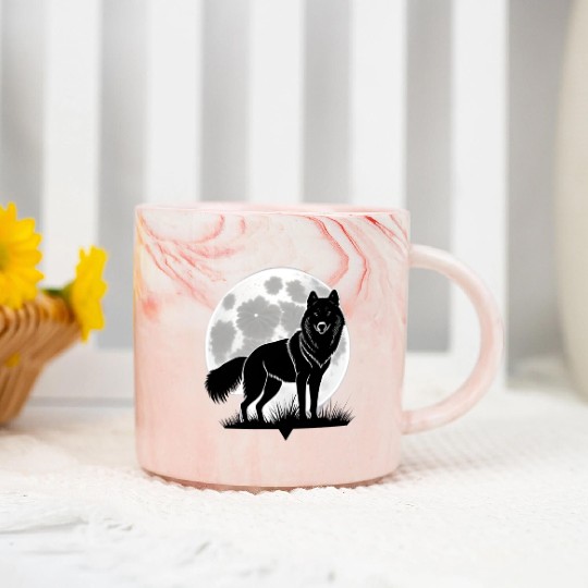 Wolf howling at the moon graphic Marble Mugs