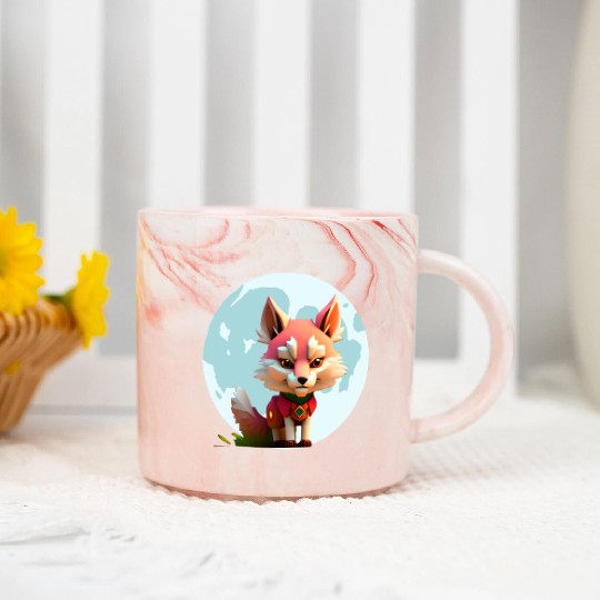 Wolf howling at the moon graphic Marble Mugs