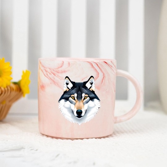 Wolf howling at the moon graphic Marble Mugs