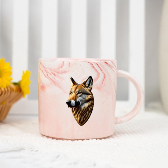 Brown Wolf Graphic Marble Mugs