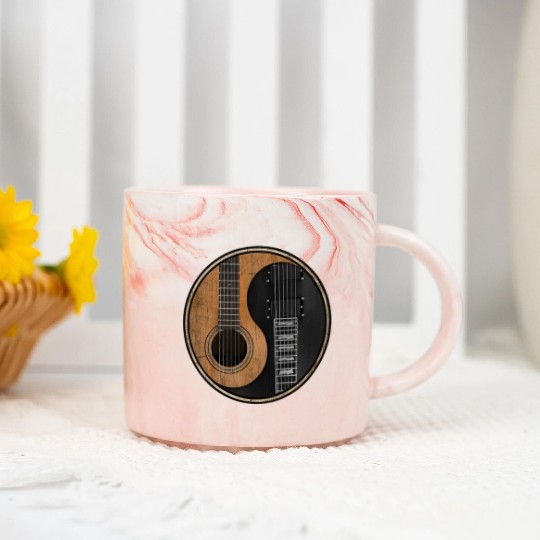 Ying Yang Guitar ArTwork Marble Mugs