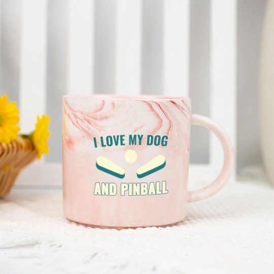 I Love my Dog and Pinball Machines Arcade Funny Marble Mugs