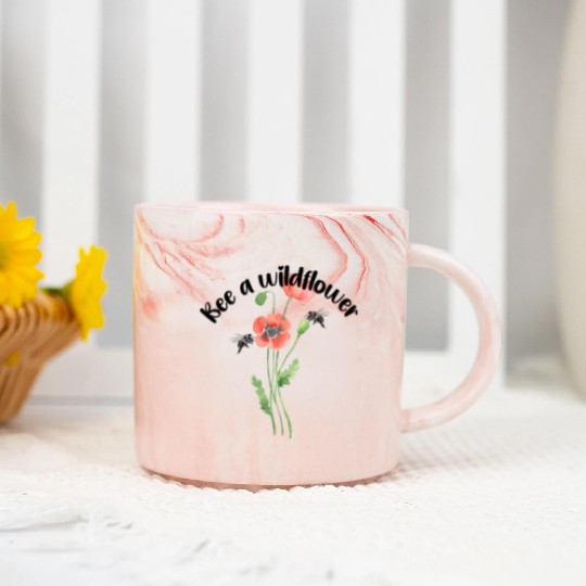 Bee a wildflower, poppies Marble Mugs