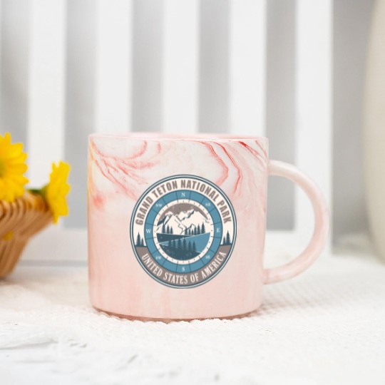 Grand Teton National Park US Vintage Hiking Marble Mugs
