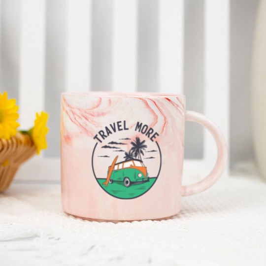 Travel More Vacation Explore Wanderlust Holidays 4 Marble Mugs