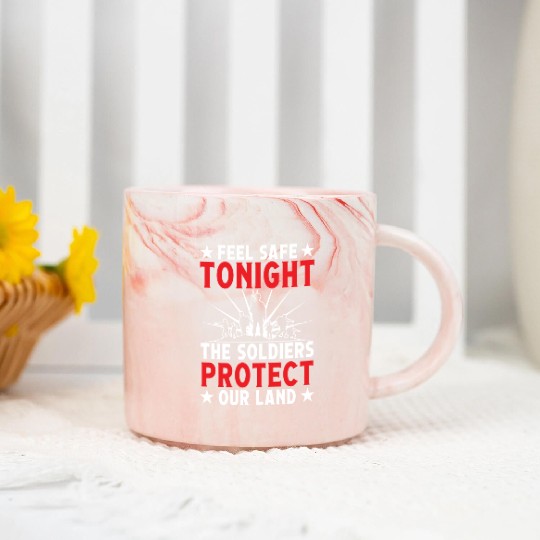 Soldier feel safe tonight military army veteran Marble Mugs
