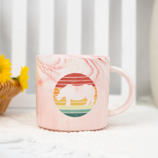 Rhino Lover - Vintage Sunset Rhinoceros Marble Mugs