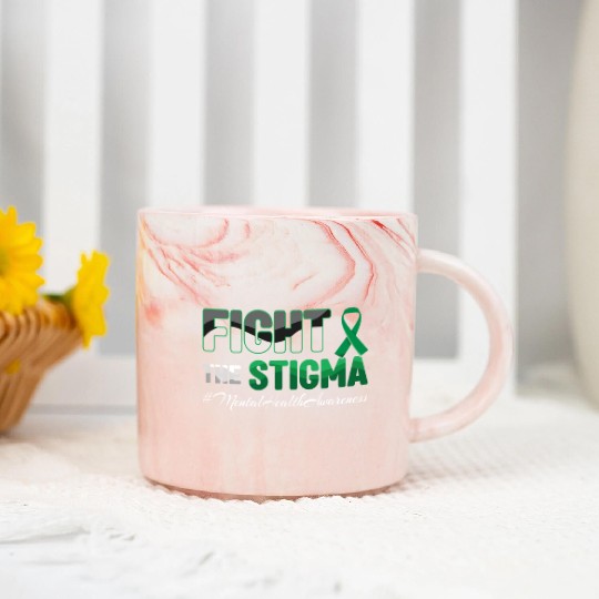 Fight Stigma Mental Health Awareness Month Green Marble Mugs