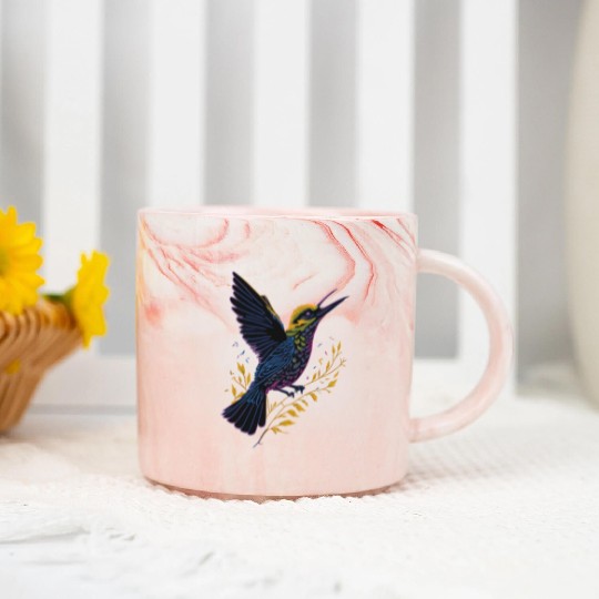 Nature Lovers - Charming Hummingbird Marble Mugs