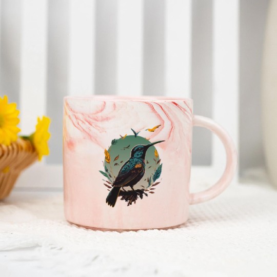 Nature Lovers - Charming Hummingbird Marble Mugs