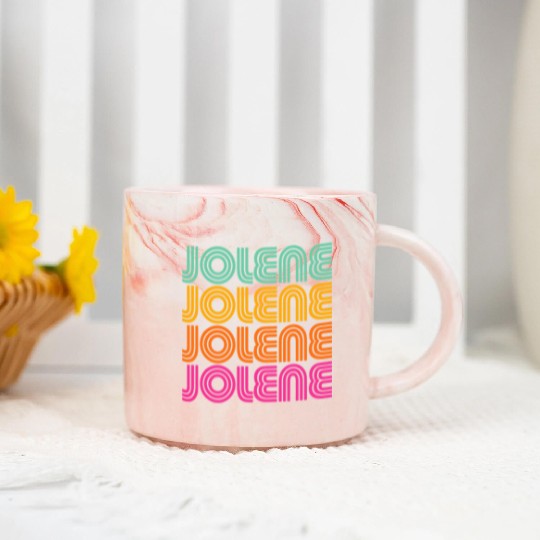 Jolene Retro Vintage 70s 80s Rainbow Pink Song Sun Marble Mugs