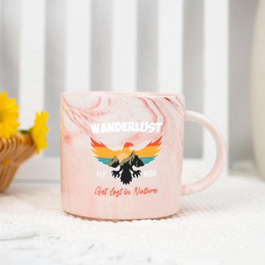Wanderlust Mountaineer Hiking Mountain love Marble Mugs