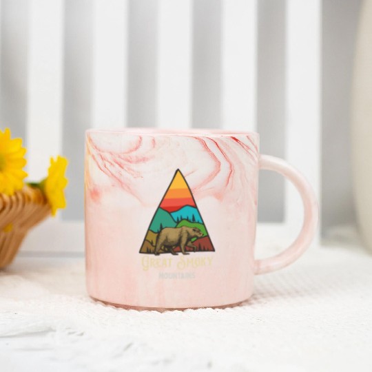 Great Smoky Mountains Vintage Landscape Marble Mugs