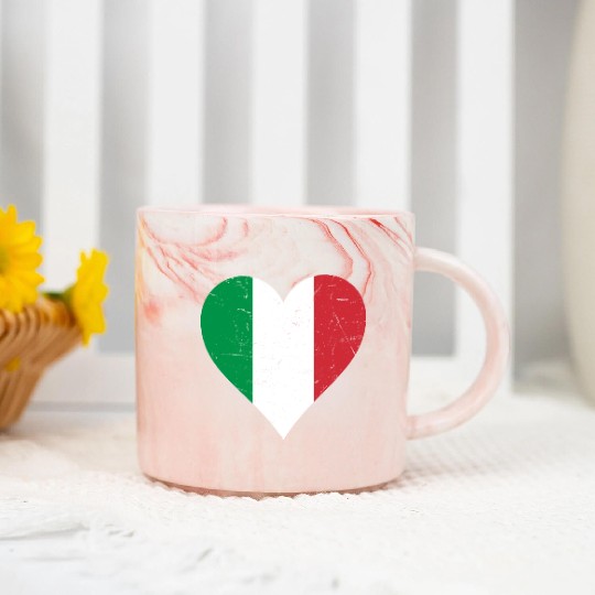 Italy Heart Vintage Flag Italy Love Marble Mugs