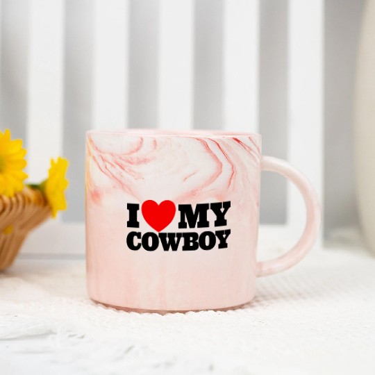 I Love My Cowboy Red Heart Cowboys Love My Cowboy Marble Mugs