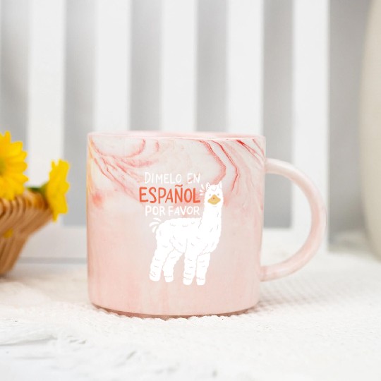 Spanish Teacher Llama Marble Mugs