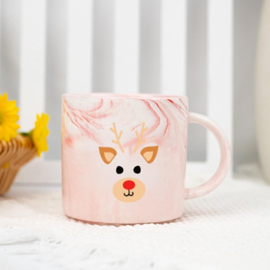 Rudolph Red Nosed Reindeer Antlers Deer Christmas Marble Mugs