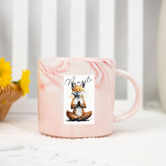 Fox Power Yoga Teacher Animal Humor Namaste Karma Marble Mugs