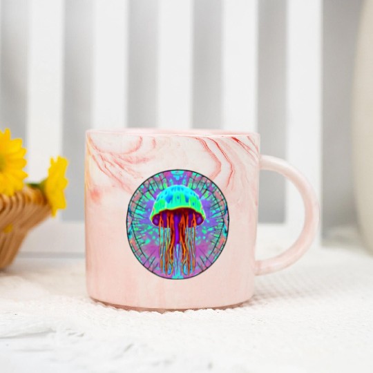 Glowing Jellyfish Marble Mugs