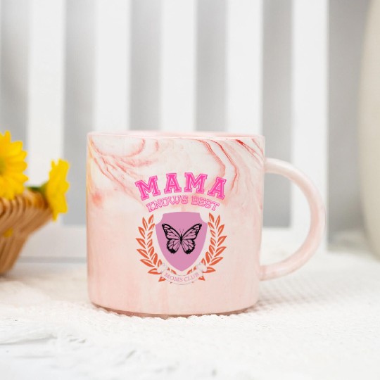 Mama Knows Best Moms Club Marble Mugs