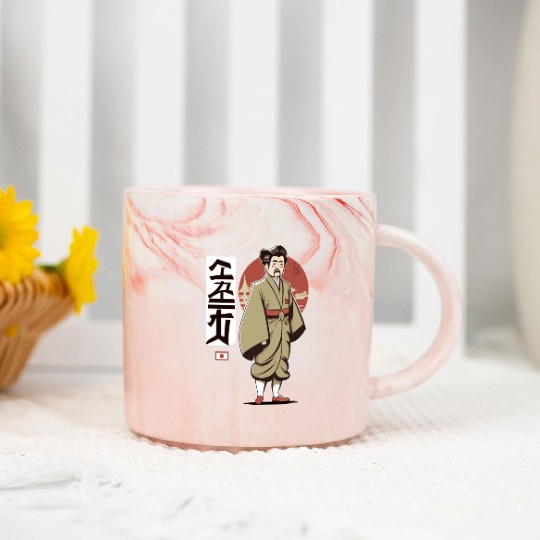 Retro Japan Oyaji Wearing Yukata Marble Mugs