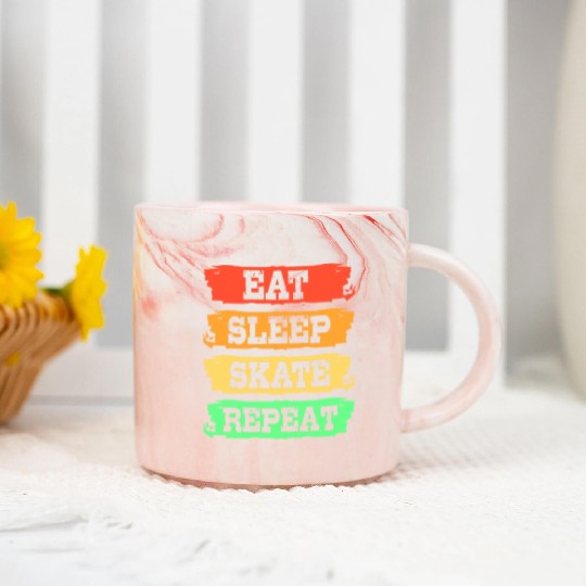 Eat Sleep Skate Repeat Retro Skateboard Longboard Marble Mugs