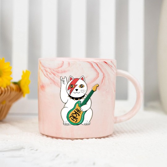 Lucky Cat Guitar Guitarist Marble Mugs