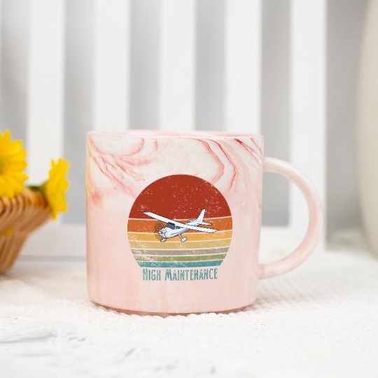 Retro Small Aircraft - High Maintenance Marble Mugs