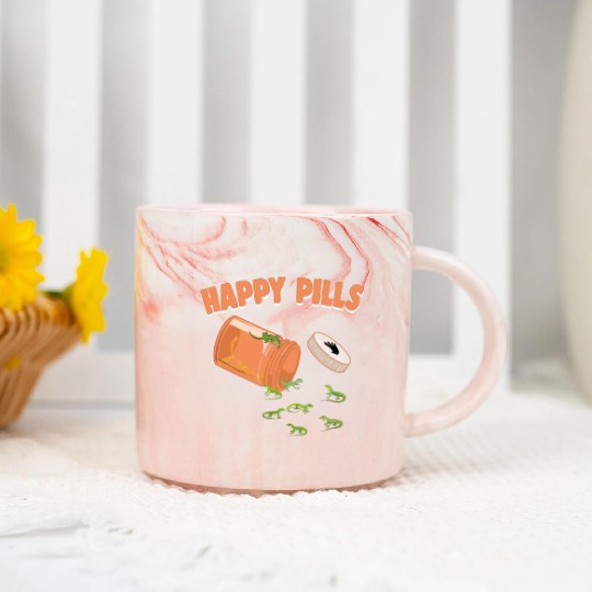 Happy Pills Green Anole Funny Lizard Lovers Humor Marble Mugs