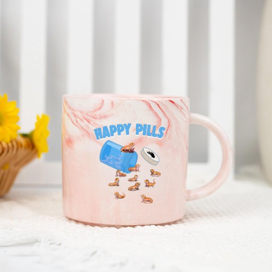 Happy Pills Lizards Funny Bearded Dragon Lovers Marble Mugs
