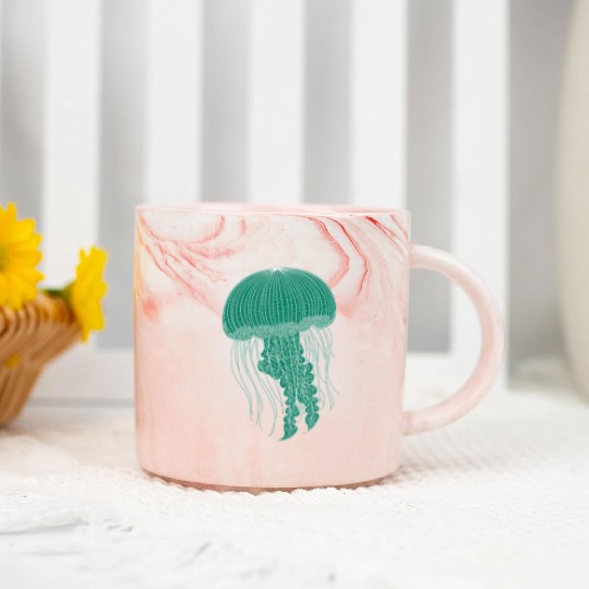 Sea life, Green Jellyfish Marble Mugs