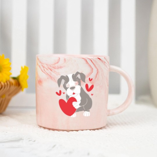 Cute Heart Puppy Boston Terrier Dog Marble Mugs