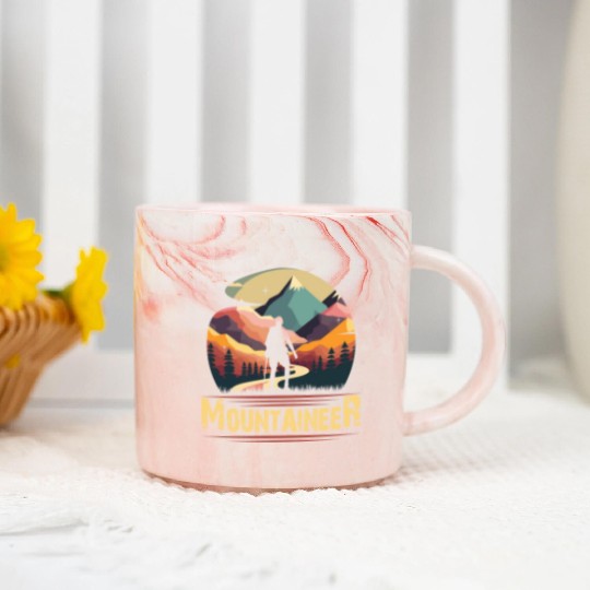 Mountaineer Mountains climbing Hiker Wanderlust Marble Mugs
