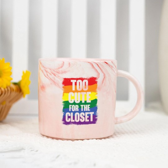 Too Cute For The Closet Pride Month LGBTQ Gay Marble Mugs