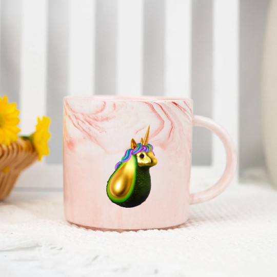 Happy unicorn avocado Marble Mugs