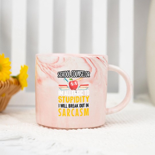 Im Allergic To Stupidity School Counselor Teacher Marble Mugs