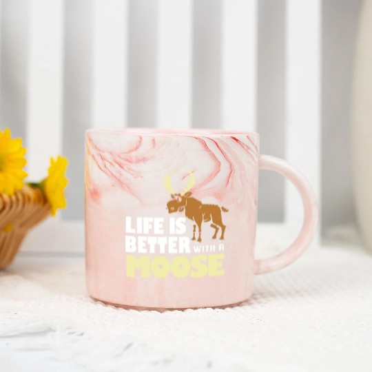 life is better with a moose Marble Mugs