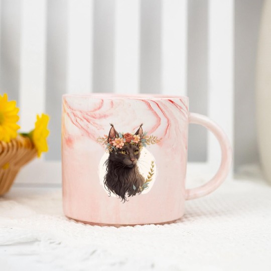Cute Havana Brown Cat Flower Crown Cats Pet Kitten Marble Mugs