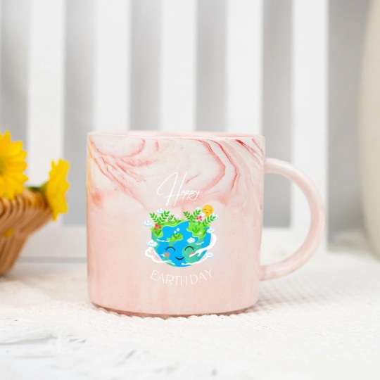 Green and Blue Happy Earth Day Marble Mugs