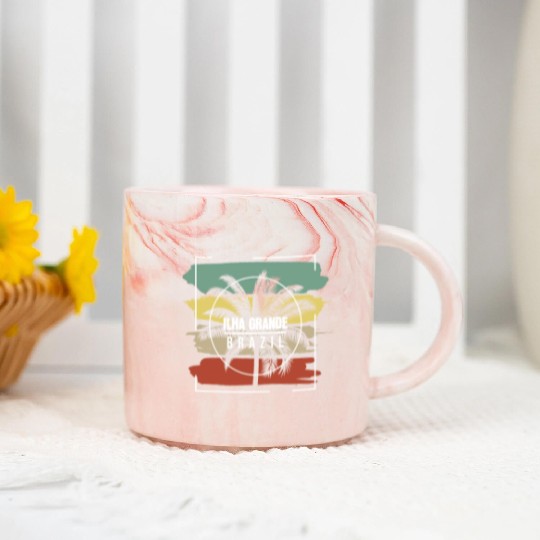 Ilha Grande Brazil Artistic Palm Tree Retro Marble Mugs
