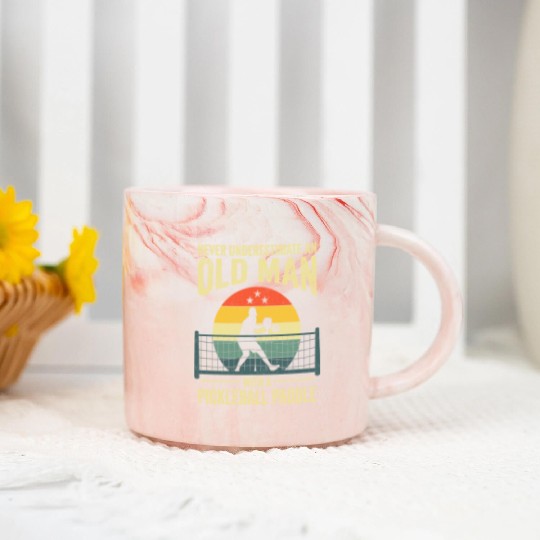 Pickleball Vintage Design For Grandpa Pickleball Marble Mugs