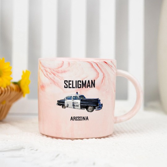 Old car city of Seligman in Arizonna, US Route 66 Marble Mugs