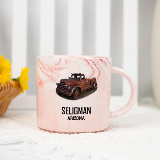 Old car city of Seligman in Arizonna, US Route 66 Marble Mugs