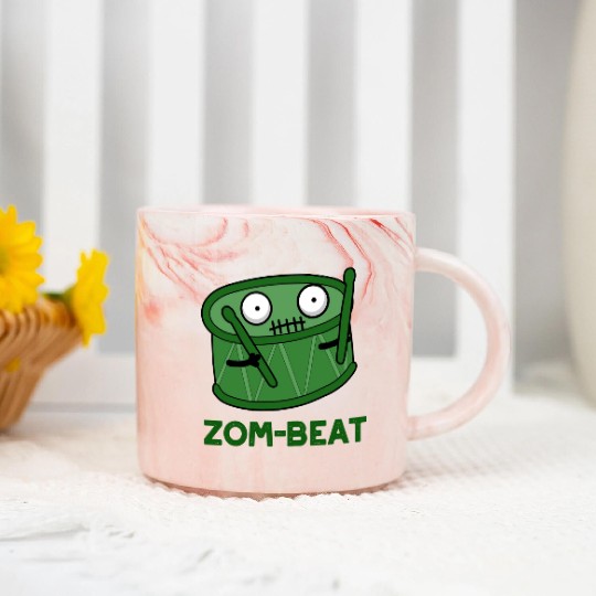 Zom Beat Cute Halloween Zombie Drum Marble Mugs