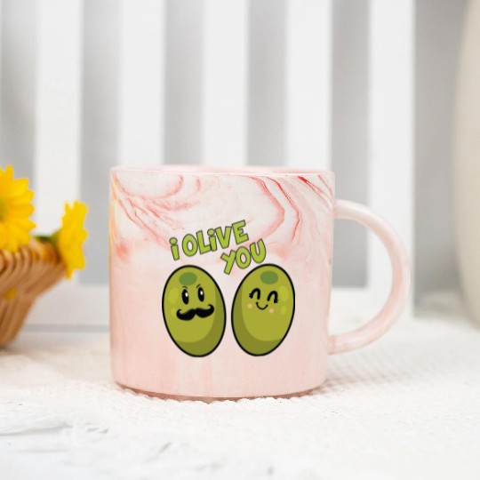 Green olives valentine olive you Marble Mugs