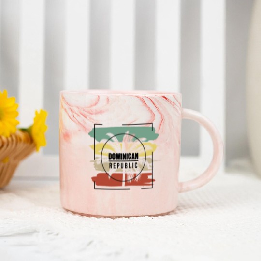 Dominican Republic Palm Tree Retro Artistic Marble Mugs