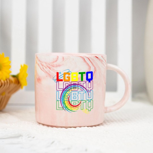 LGBTQ Design Pride Month Rainbow Flag LGBT Marble Mugs