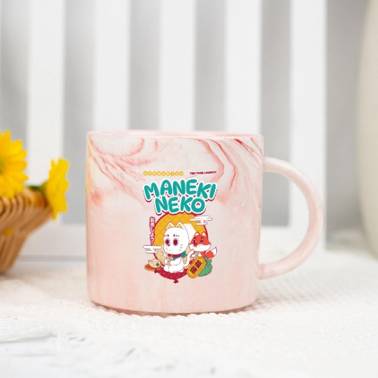 Maneki Neko. Marble Mugs